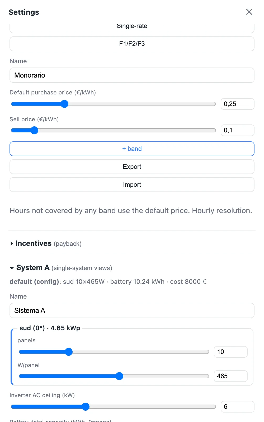 Time-of-use electricity tariff configuration
